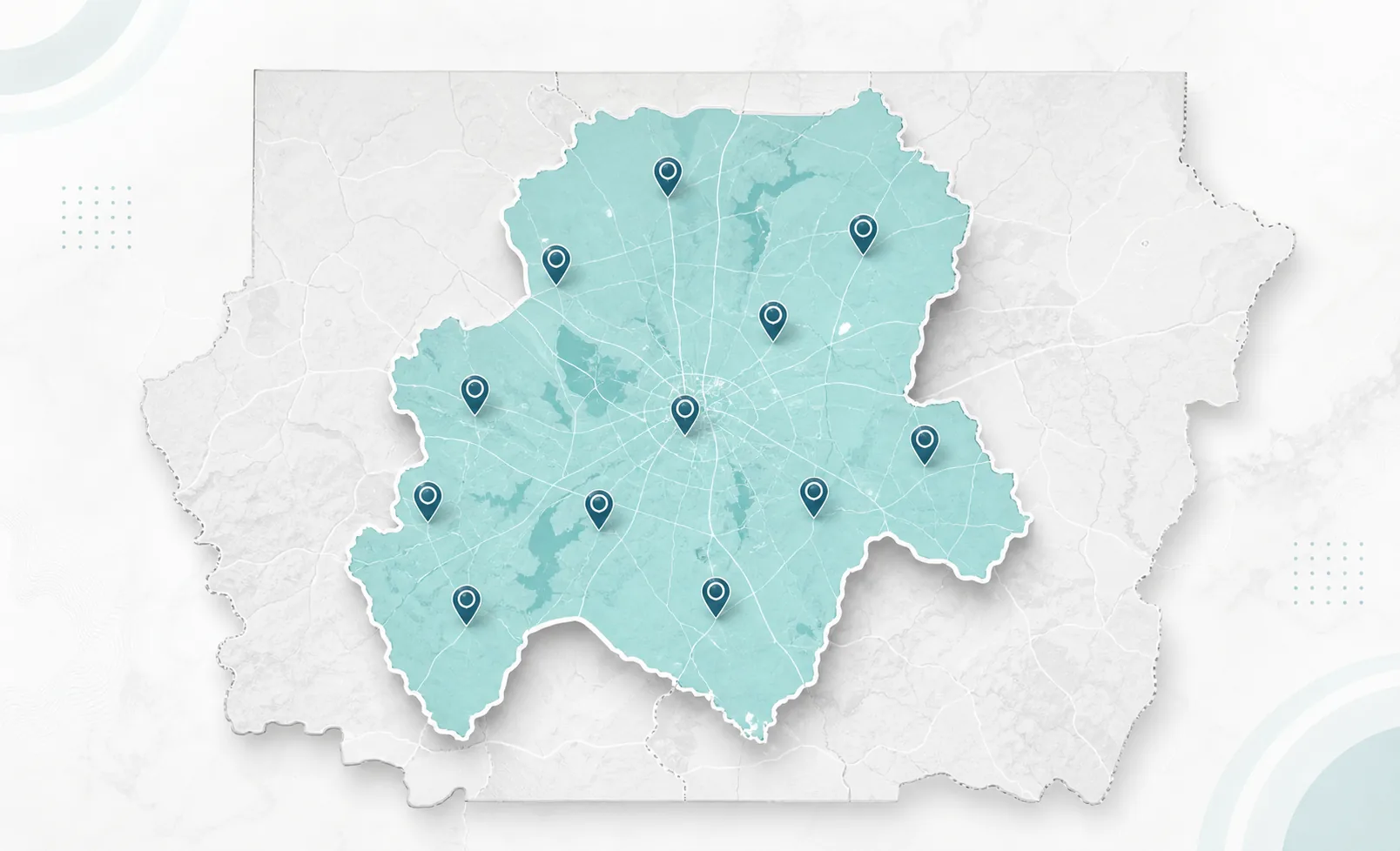 Mapa visual da area de atendimento da Vidracaria DF Elite no Distrito Federal