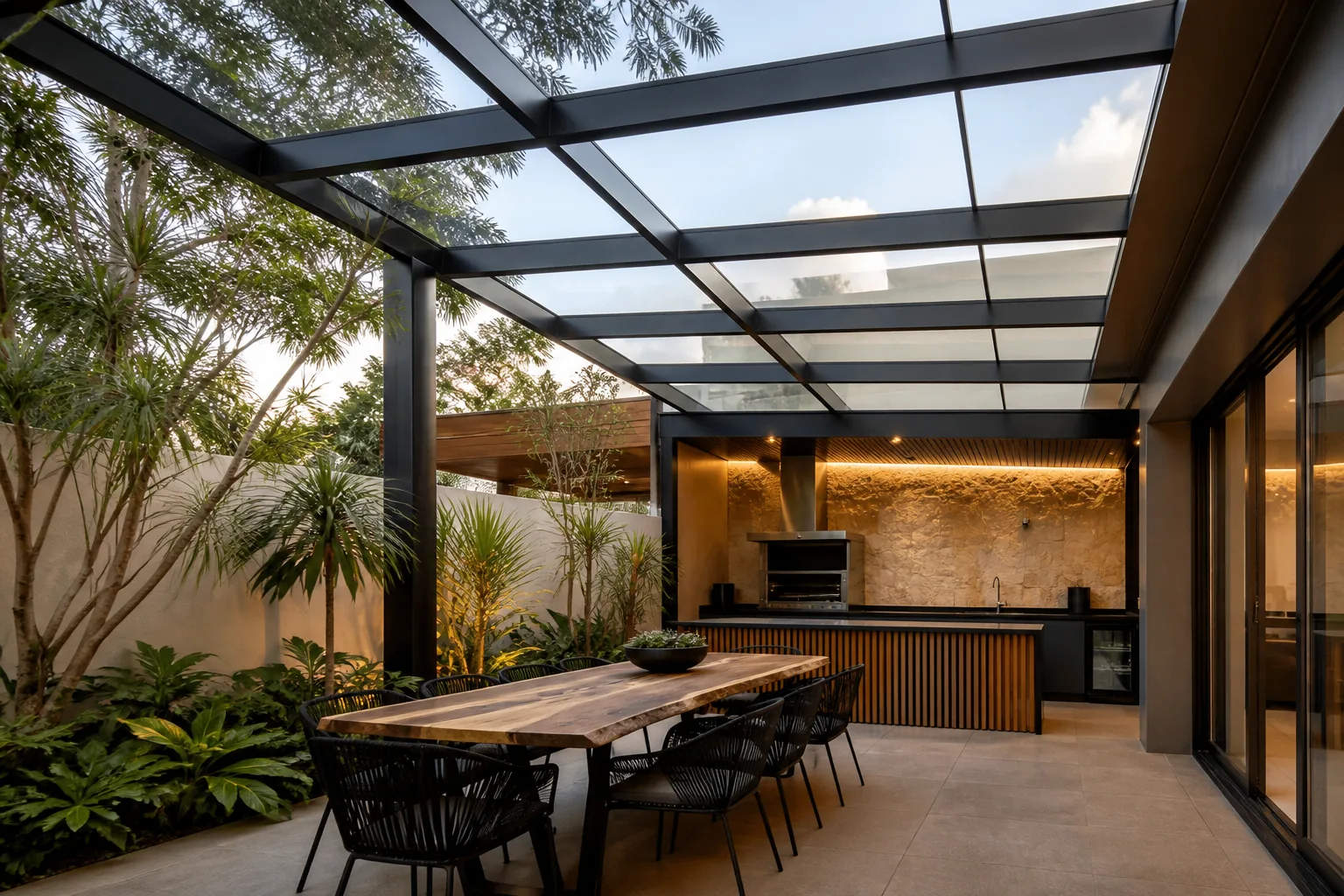 Cobertura de vidro para area gourmet em Vicente Pires DF