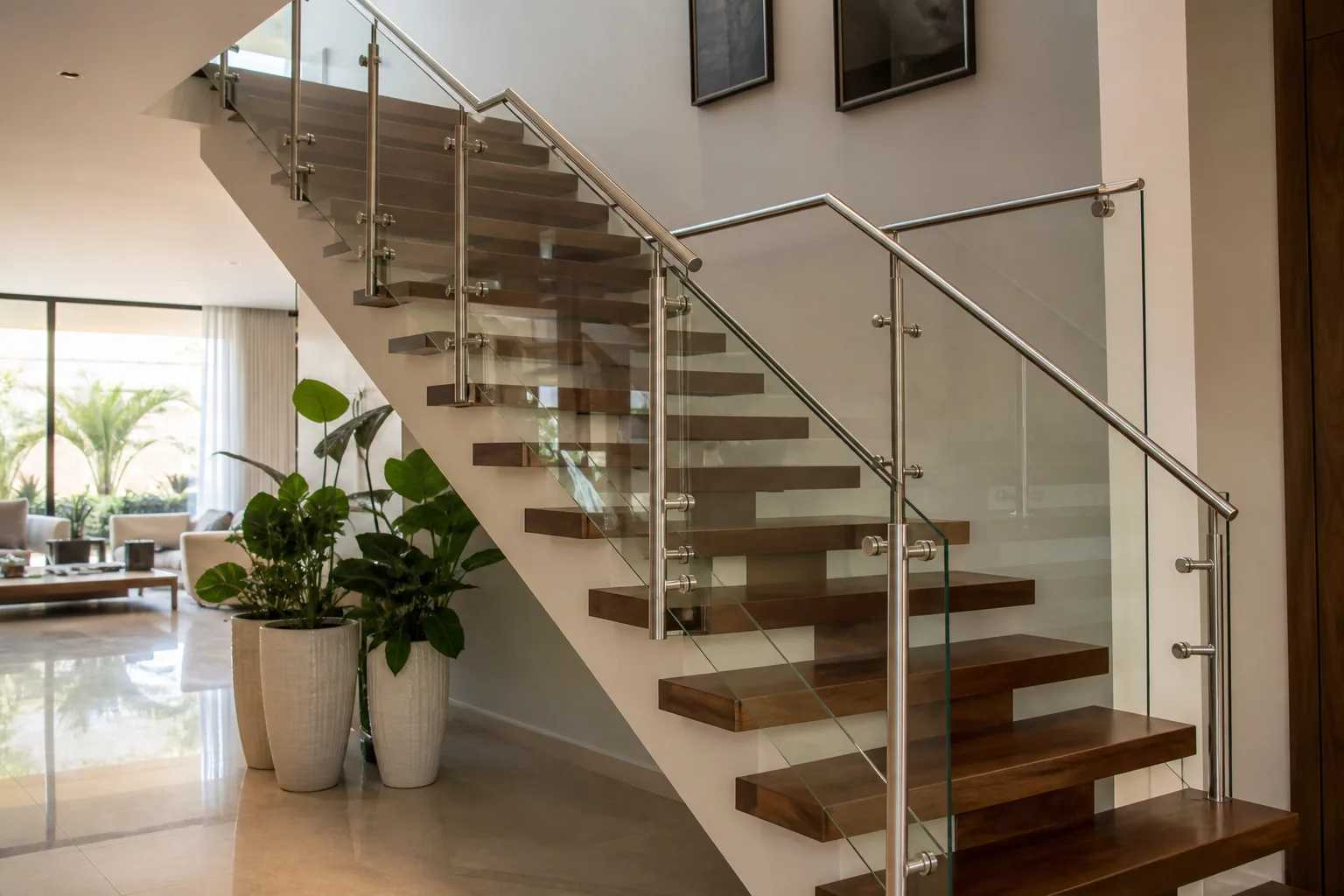 Escada de vidro e inox sob medida em residencia no Guara DF