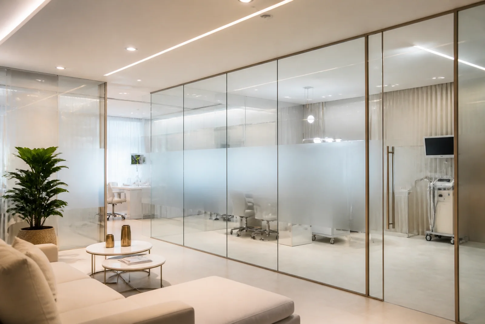 Divisoria de vidro para clinica em ambiente medico premium em Brasilia DF