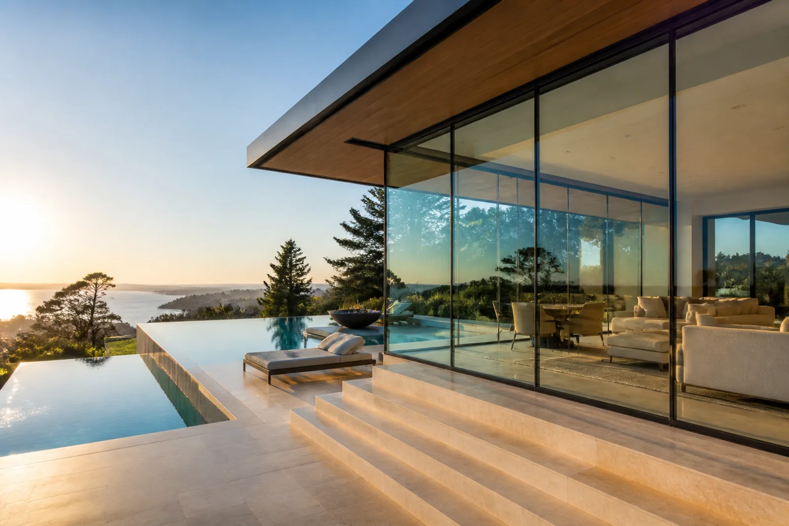 Parede de vidro para piscina infinita em residencia de luxo em Brasilia DF