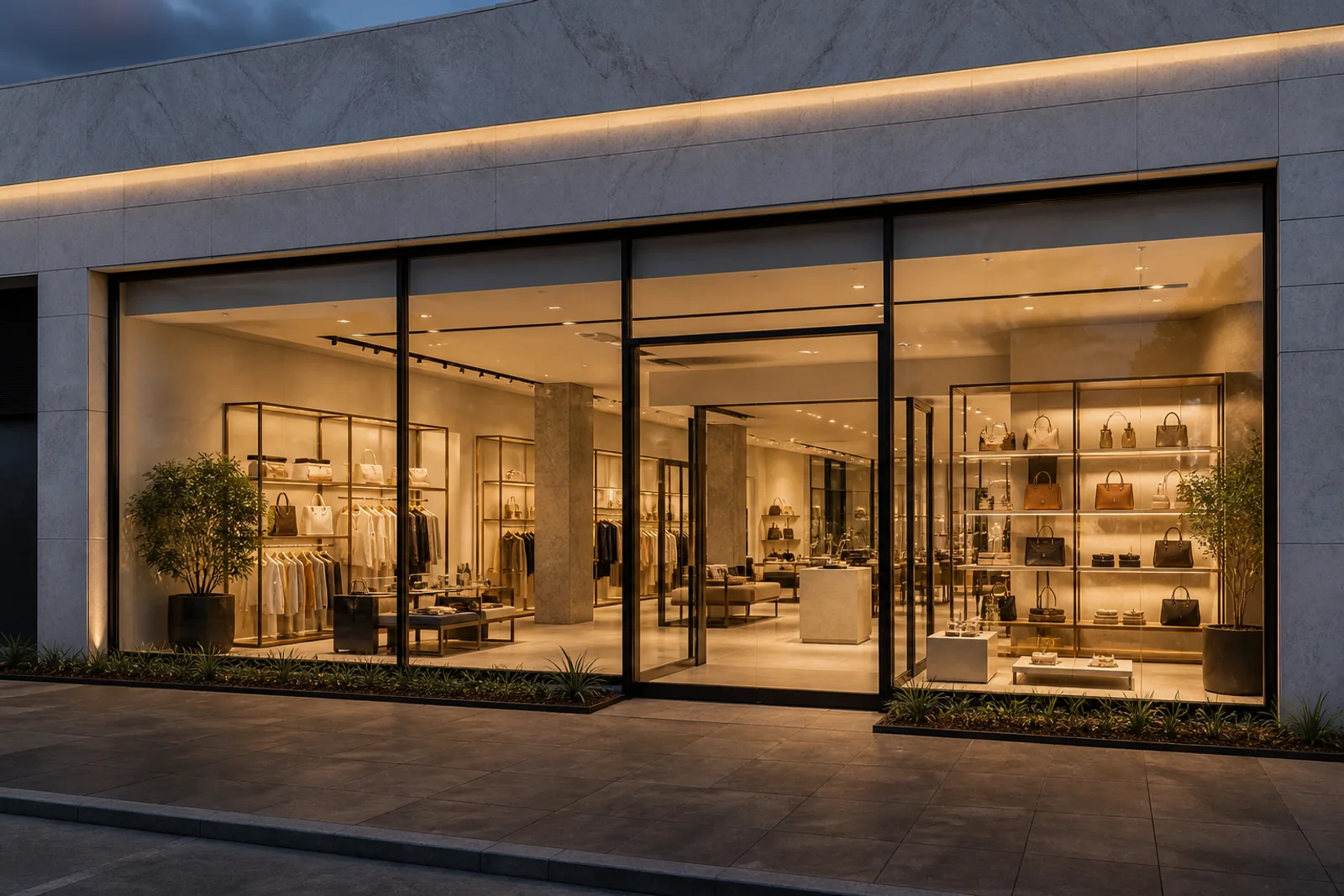 Vitrine comercial de vidro entregue em loja sofisticada no Distrito Federal